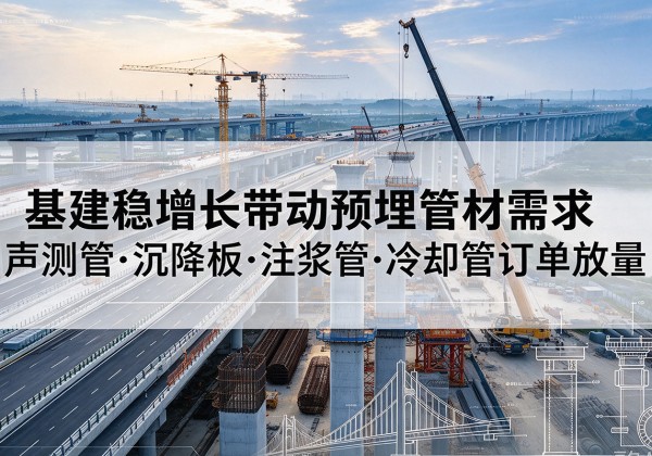 喀喇沁旗基建稳增长带动预埋监测管材需求，声测管、沉降板、注浆管订单持续放量